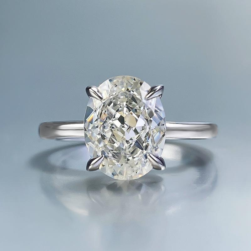 NO.039 S925 Silver Oval Ice Flower Cut Oval Ring 8 * 10mm 8A Cubic Zirconia Ring fashion jewelry accessory woman girl promise ring Springtok
