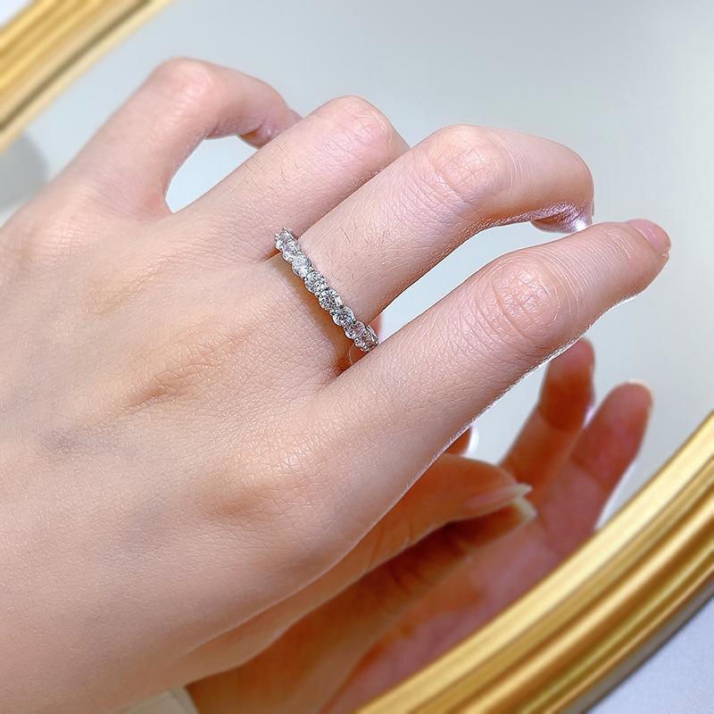 NO.098 S925 Sterling Silver Row Ring 6A Cubic Zirconia Ring ring fashion jewelry accessory woman girl promise ring Springtok