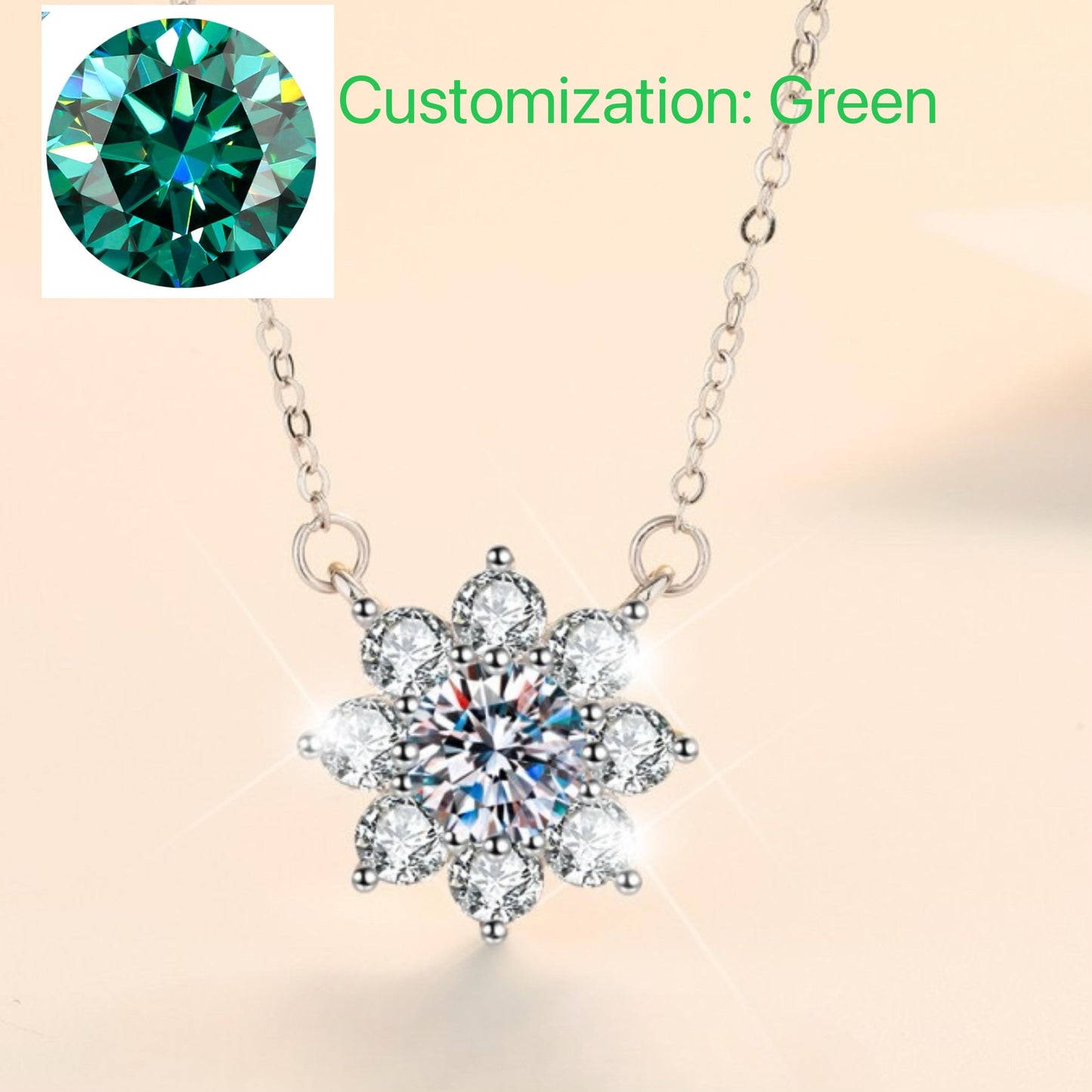 NO.200 S925 Sterling Silver Sunflower Synthetic Moissanite Necklace Birthday Gift Minimalist Pendant Necklace Springtok