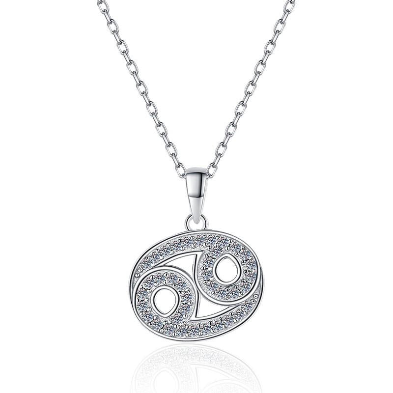 NO.206 S925 Sterling Silver Twelve Constellations Synthetic Moissanite Necklace Birthday Gift Minimalist Pendant Necklace Springtok