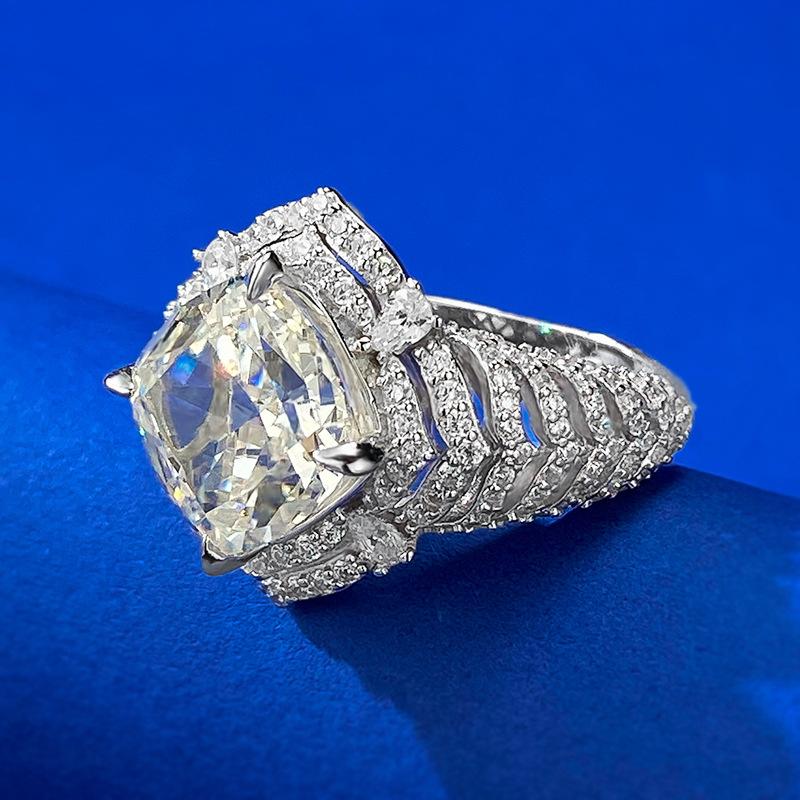 NO.087 S925 Sterling Silver Ice Flower Cut Round Ring 10*10 8A Cubic Zirconia Ring fashion jewelry accessory woman girl promise ring Springtok
