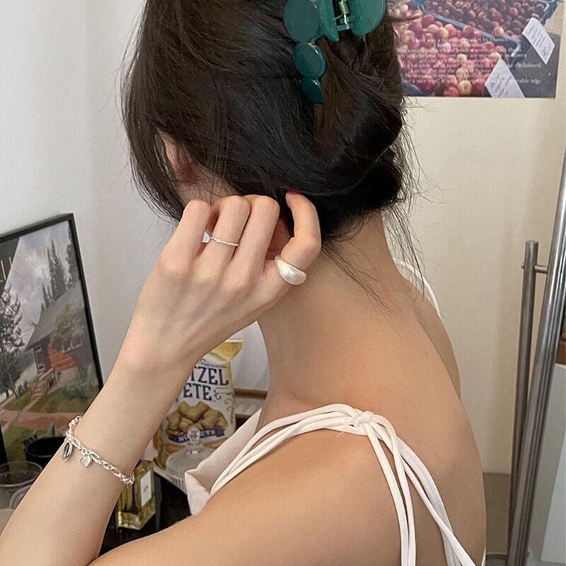 S925 Sterling Silver Brushed Wide Minimalist Ring for Women - 552(45%)