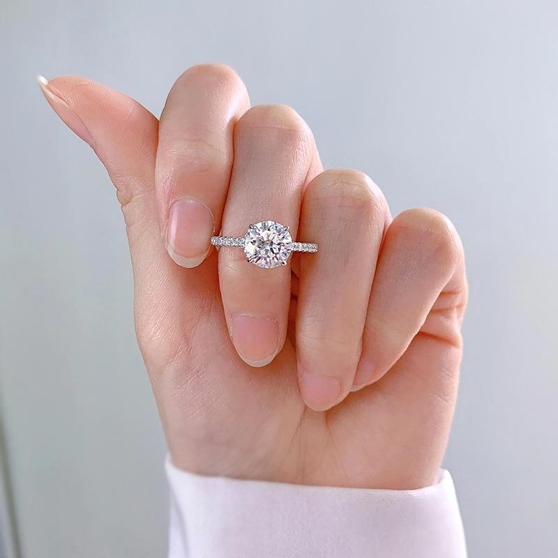 NO.081 S925 Sterling Silver Eight Arrows And Eight Hearts Cut Round Ring 8mm 6A Cubic Zirconia Ring fashion jewelry accessory woman girl promise ring Springtok
