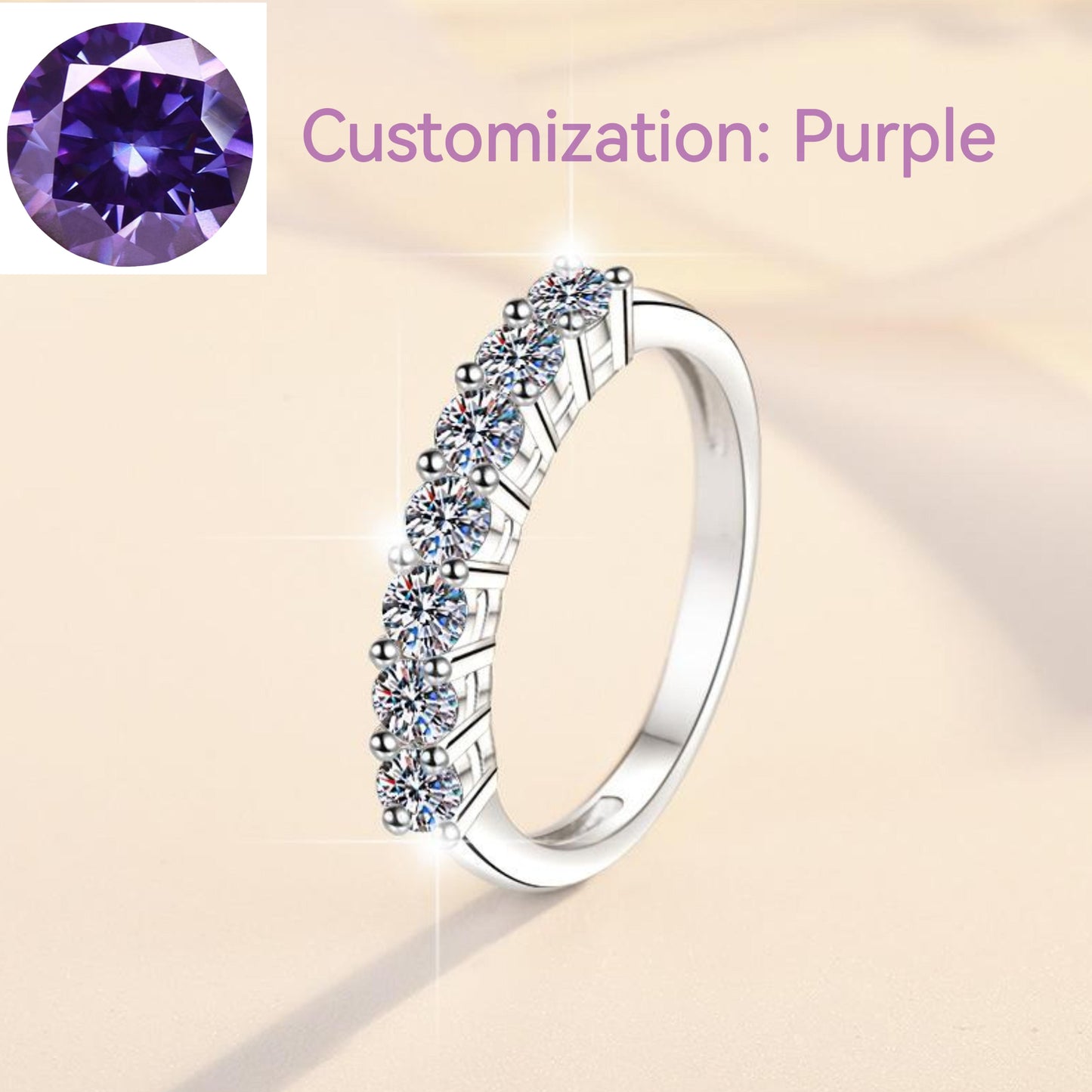 NO.139 S925 Sterling Silver Synthetic Moissanite Seven Star Ring Crown Ring elegant luxury daily life woman birthday gift engagement Springtok