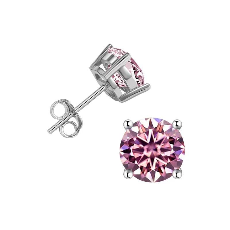 NO.159 S925 Sterling Silver High Grade Synthetic Moissanite Four-Claw Stud Earrings Glittering daily life Earrings Springtok