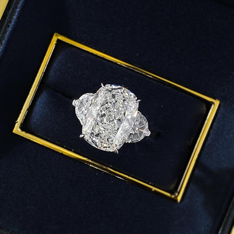 NO.047 S925 Sterling Silver Ice Flower Cut Pigeon eggs Ring 9*13 8A Cubic Zirconia Ring fashion jewelry accessory woman girl promise ring Springtok