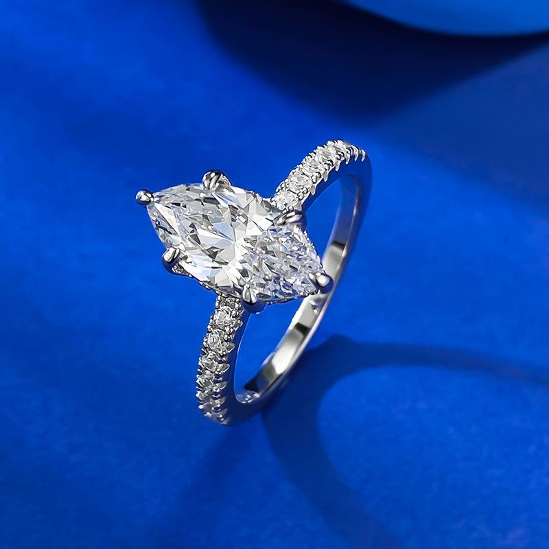 NO.002 S925 Sterling Silver Marquise Cut Horse Eye Ring 6*12mm 8A Cubic Zirconia Ring fashion jewelry accessory woman girl promise ring Springtok
