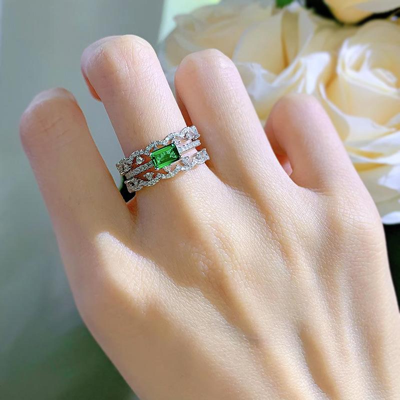NO.092 S925 Sterling Silver Lace Ring 6A Cubic Zirconia Ring fashion jewelry accessory woman girl promise ring Springtok