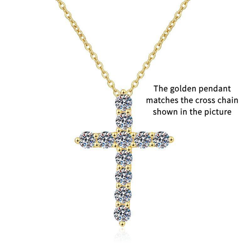 NO.202 S925 Sterling Silver Synthetic Moissanite Small Cross Necklace Birthday Gift Minimalist Pendant Necklace Springtok