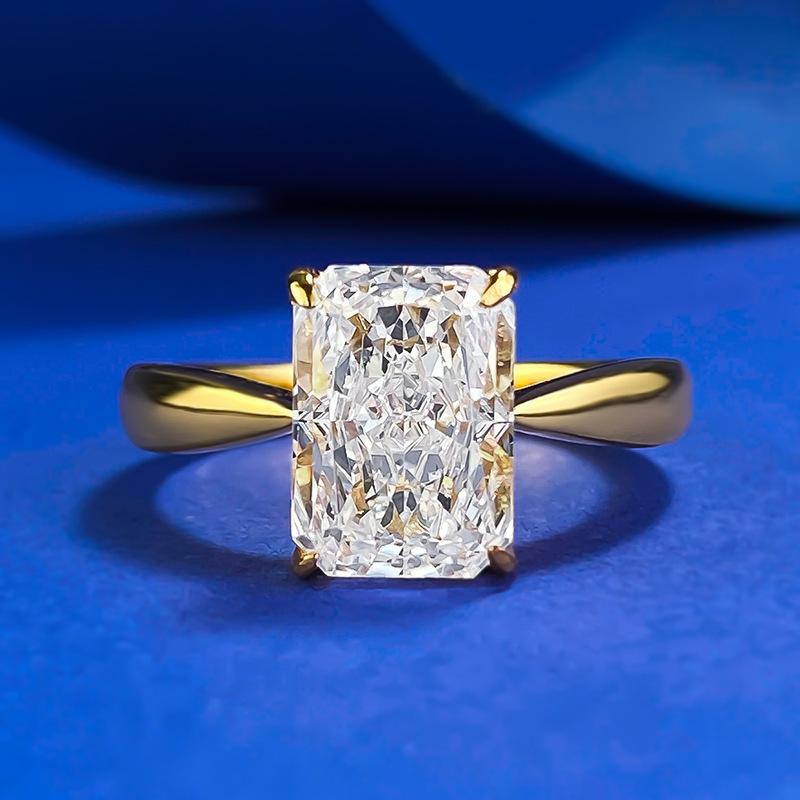 S925 Sterling Silver Ice Flower Cut Rectangular Ring 7*10 8A Cubic Zirconia Ring fashion jewelry accessory woman girl promise ring Springtok
