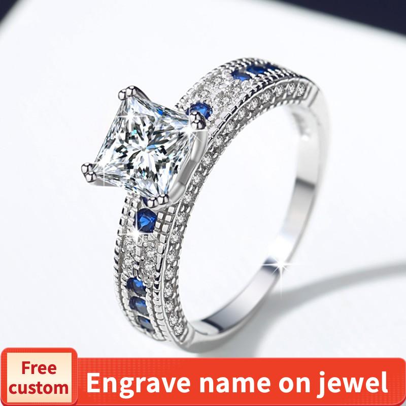 NO.136 S925 Sterling Silver Engagement Square Ring Synthetic Moissanite Ring fashion jewelry accessory woman girl promise ring Springtok