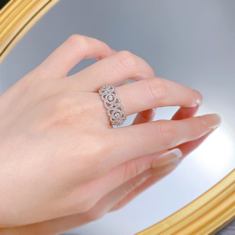 NO.088 S925 Sterling Silver Full Row Ring 6A Cubic Zirconia Ring fashion jewelry accessory woman girl promise ring Springtok