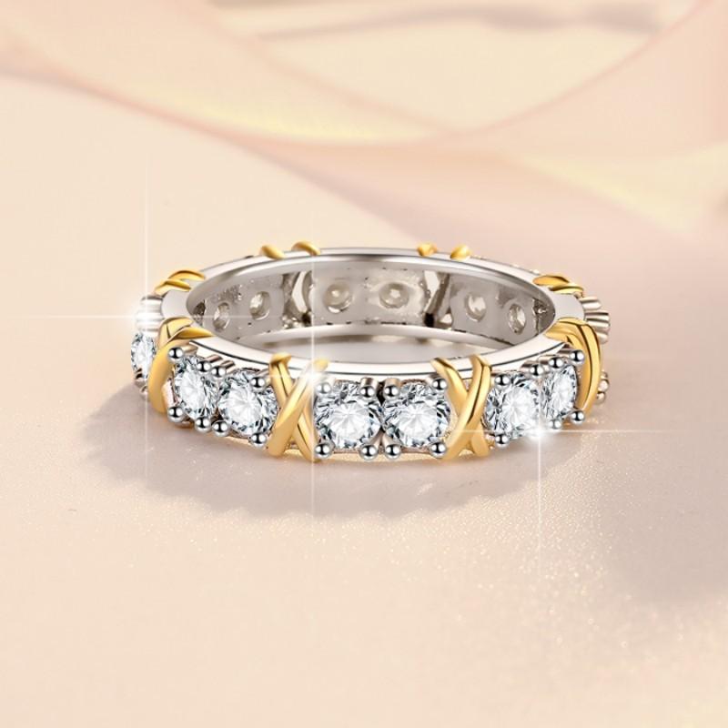 NO.148 S925 Sterling Silver X-Shape Ring Synthetic Moissanite Ring fashion jewelry accessory woman girl promise ring Springtok