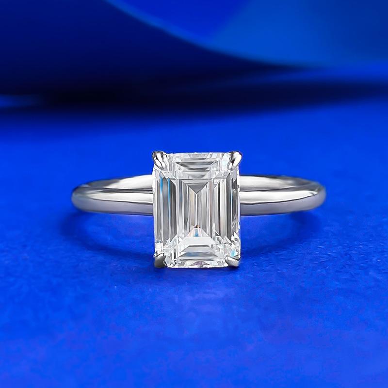 NO.071 S925 Sterling Silver Grandma Cut Square Sugar Ring 6*8mm 6A Cubic Zirconia Ring fashion jewelry accessory woman girl promise ring Springtok