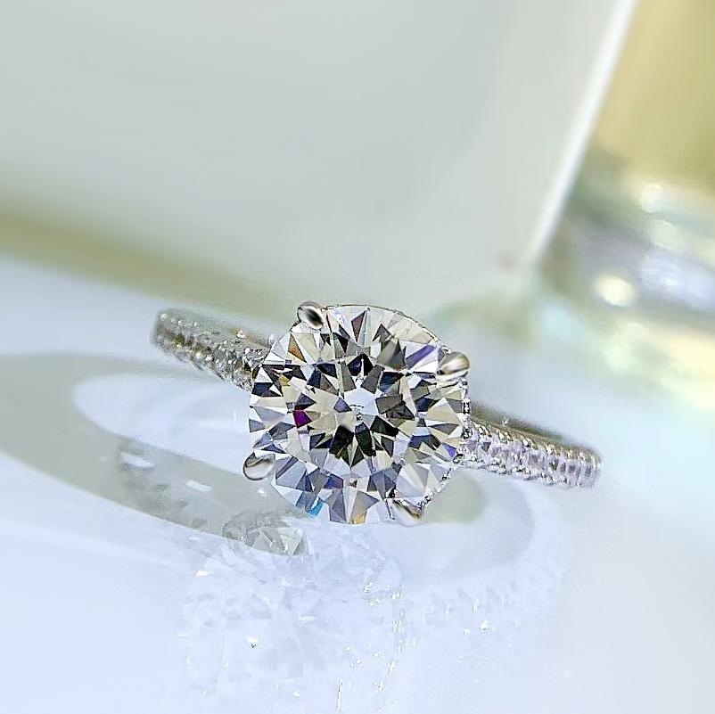 NO.081 S925 Sterling Silver Eight Arrows And Eight Hearts Cut Round Ring 8mm 6A Cubic Zirconia Ring fashion jewelry accessory woman girl promise ring Springtok
