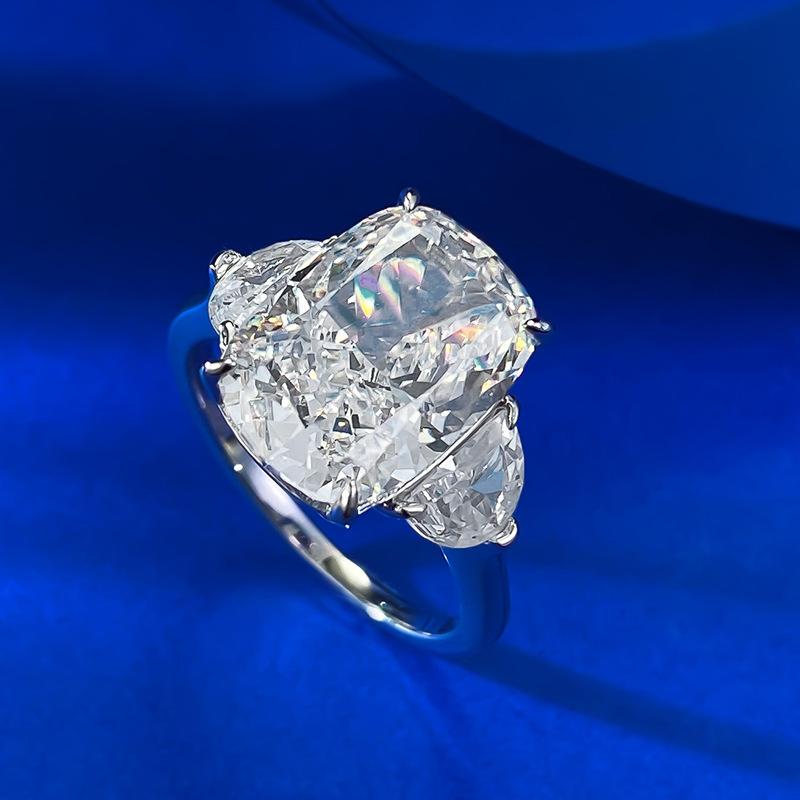 NO.047 S925 Sterling Silver Ice Flower Cut Pigeon eggs Ring 9*13 8A Cubic Zirconia Ring fashion jewelry accessory woman girl promise ring Springtok
