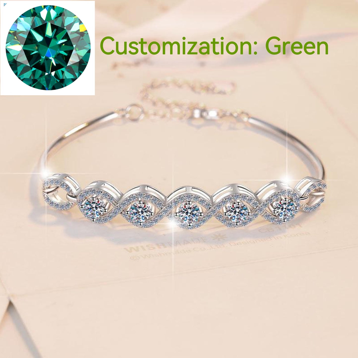 NO.210 S925 Sterling Silver Five Stars Bracelet Synthetic Moissanite Bracelet