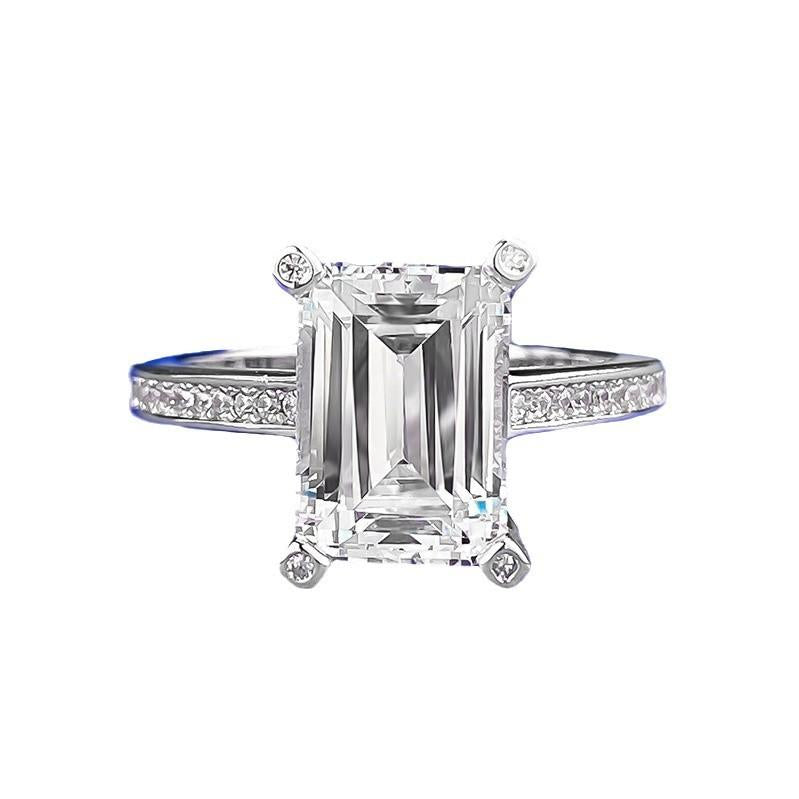NO.070 S925 Sterling Silver Grandma Cut Square Ring 7*10mm 6A Cubic Zirconia Ring fashion jewelry accessory woman girl promise ring Springtok