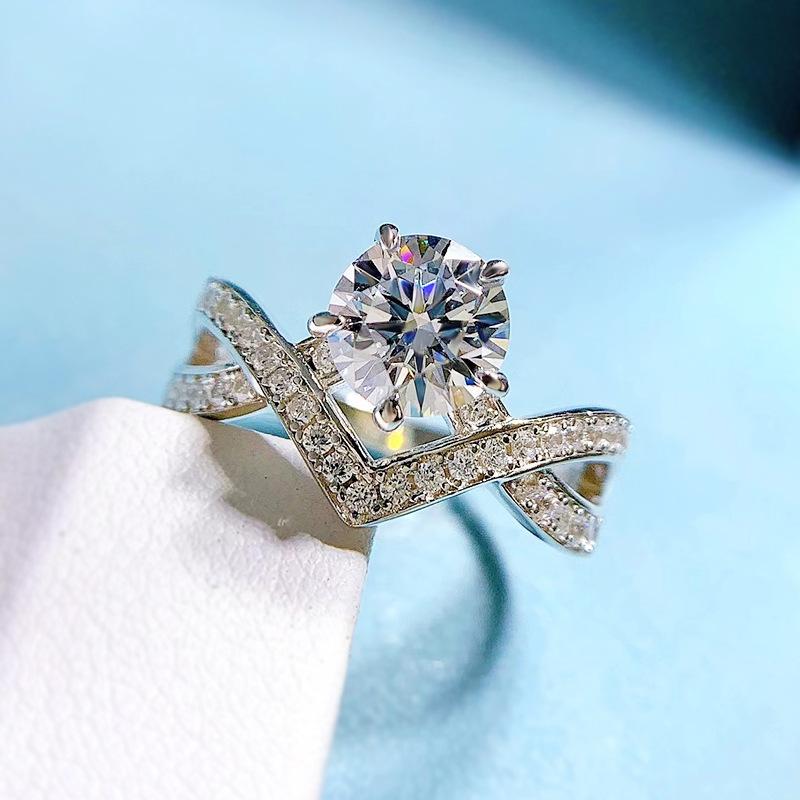 NO.083 S925 sterling silver round cut1 rust ring 6A cubic zirconia ring fashion jewelry accessory woman girl promise ring Springtok