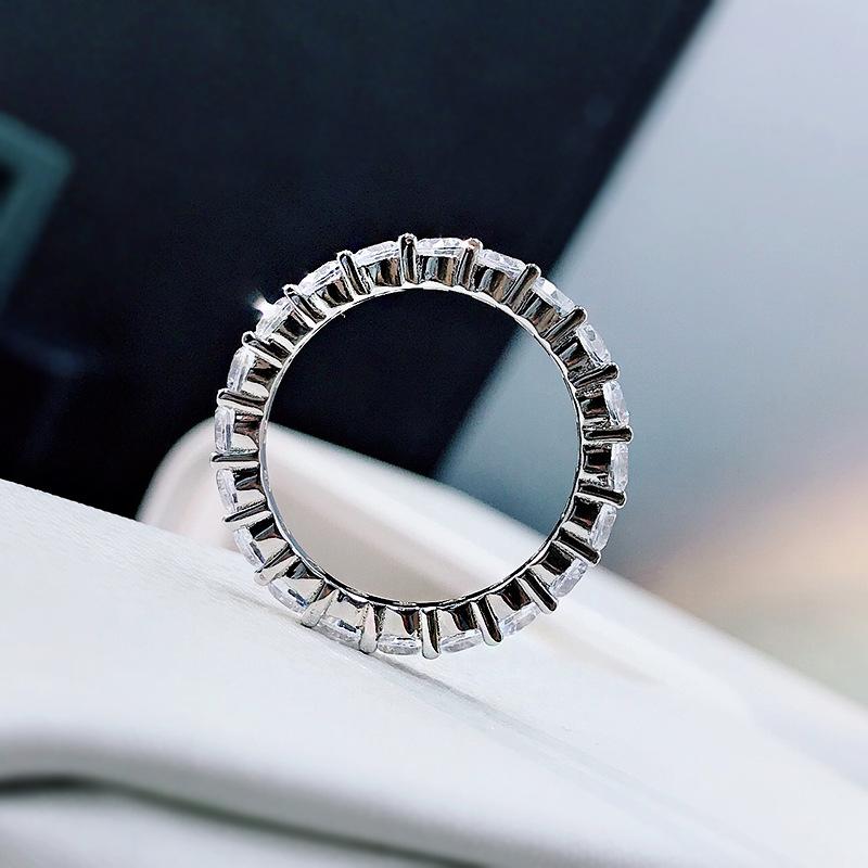 NO.098 S925 Sterling Silver Row Ring 6A Cubic Zirconia Ring ring fashion jewelry accessory woman girl promise ring Springtok