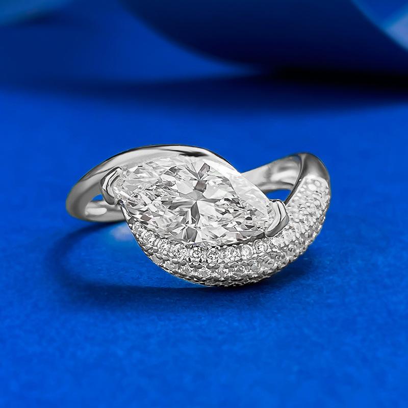 NO.076 S925 Sterling Silver Marquise Ring 6*12mm 6A Cubic Zirconia Ring fashion jewelry accessory woman girl promise ring Springtok