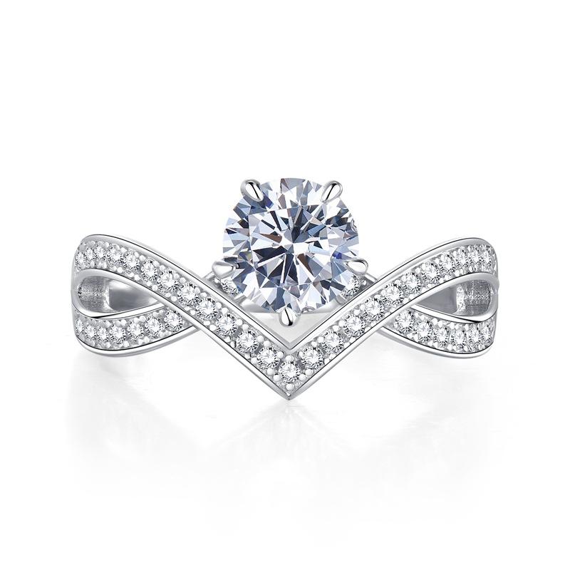 NO.083 S925 sterling silver round cut1 rust ring 6A cubic zirconia ring fashion jewelry accessory woman girl promise ring Springtok