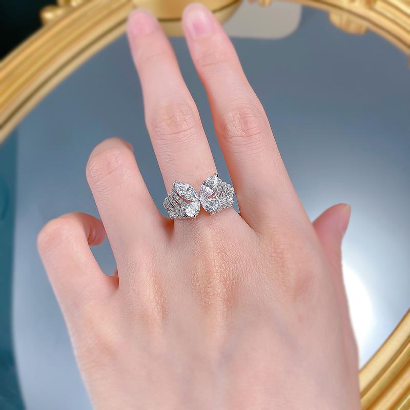 S925 Silver Horse Eye Cut Phantom Butterfly Ring 6A Cubic Zirconia Ring fashion jewelry accessory woman girl promise ring -269(35%)