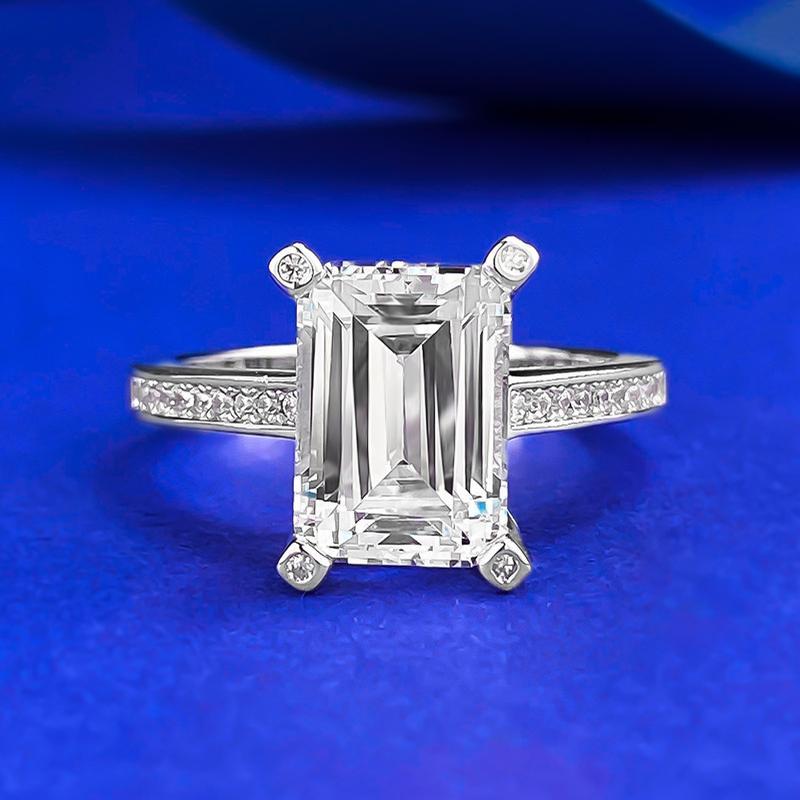 NO.070 S925 Sterling Silver Grandma Cut Square Ring 7*10mm 6A Cubic Zirconia Ring fashion jewelry accessory woman girl promise ring Springtok