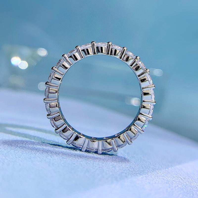 NO.098 S925 Sterling Silver Row Ring 6A Cubic Zirconia Ring ring fashion jewelry accessory woman girl promise ring Springtok