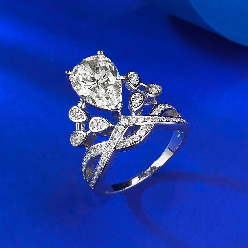 NO.231 S925 Sterling Silver Oval Cut Pear-Shaped Water Drop Ring 8x12mm 6A Zirconia for Women, Daily Life, Birthday, Engagement, and Gift fashion jewelry accessory woman girl promise ring Springtok