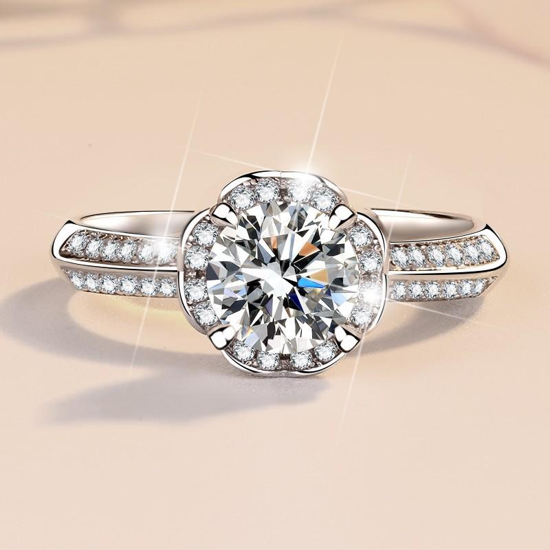 NO.112 S925 Sterling Silver Hold flowers Ring Synthetic Moissanite Ring fashion jewelry accessory woman girl promise ring Springtok