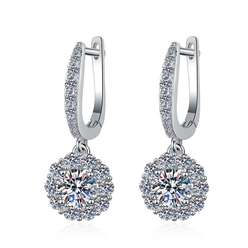 NO.173 S925 Sterling Silver Flower Dangling Earrings Round Earrings Glittering daily life Earrings Springtok