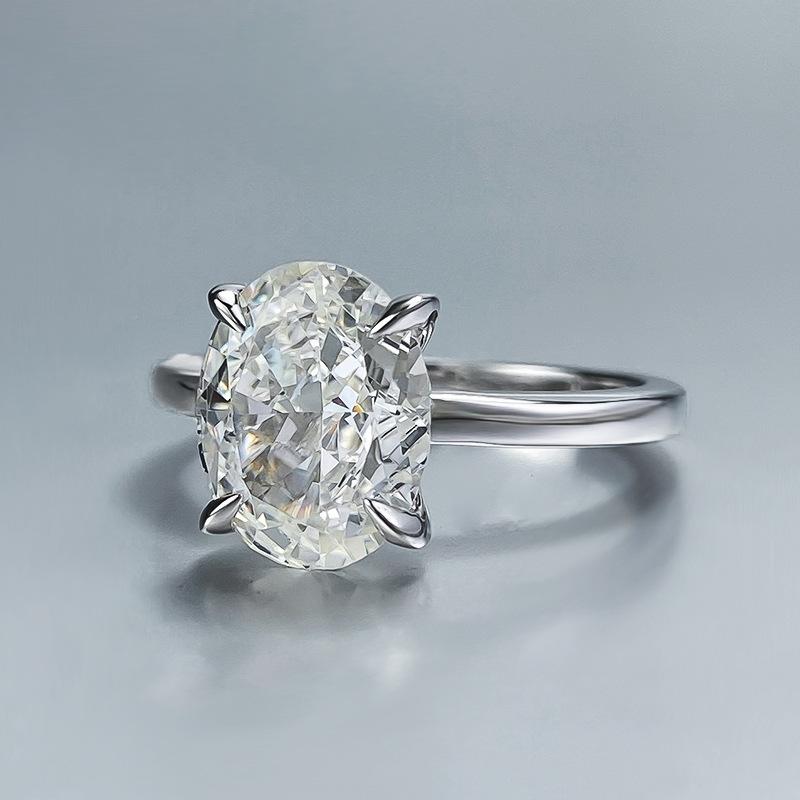 NO.039 S925 Silver Oval Ice Flower Cut Oval Ring 8 * 10mm 8A Cubic Zirconia Ring fashion jewelry accessory woman girl promise ring Springtok