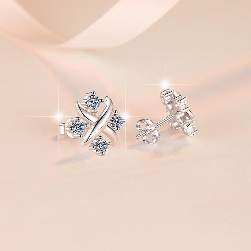NO.171 925 Sterling Silver Little Windmill Earrings Synthetic Moissanite Earrings Glittering daily life Earrings Springtok