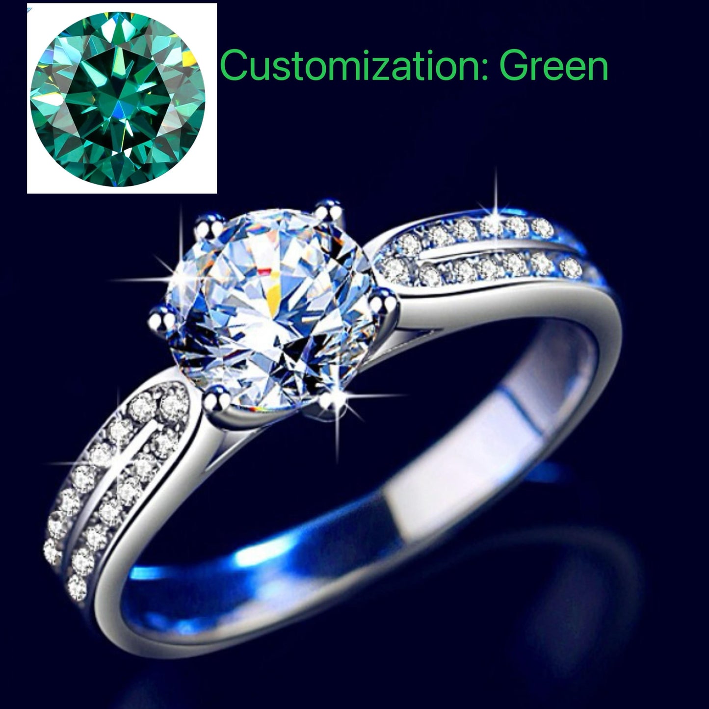 NO.115 S925 Sterling Silver Star Queen Ring Synthetic Moissanite Ring fashion jewelry accessory woman girl promise ring Springtok