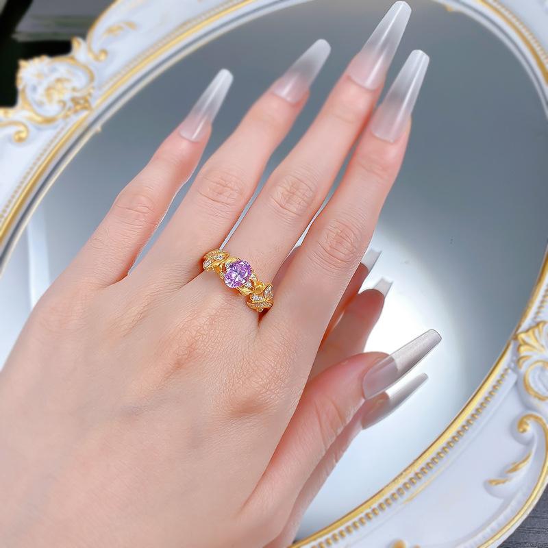 NO.063 S925 Silver Bauhinia Fairy Ring 6 * 8mm 6A Cubic Zirconia Ring fashion jewelry accessory woman girl promise ring Springtok