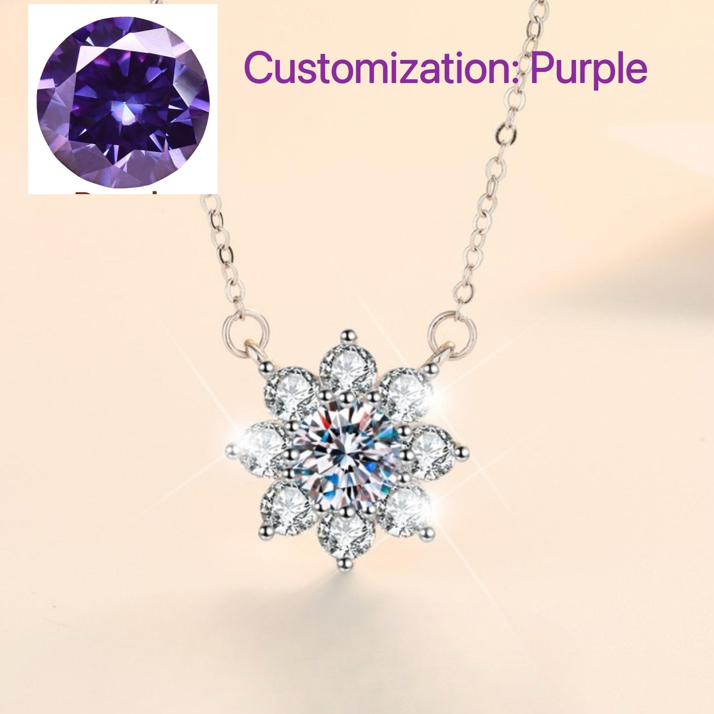 NO.200 S925 Sterling Silver Sunflower Synthetic Moissanite Necklace Birthday Gift Minimalist Pendant Necklace Springtok