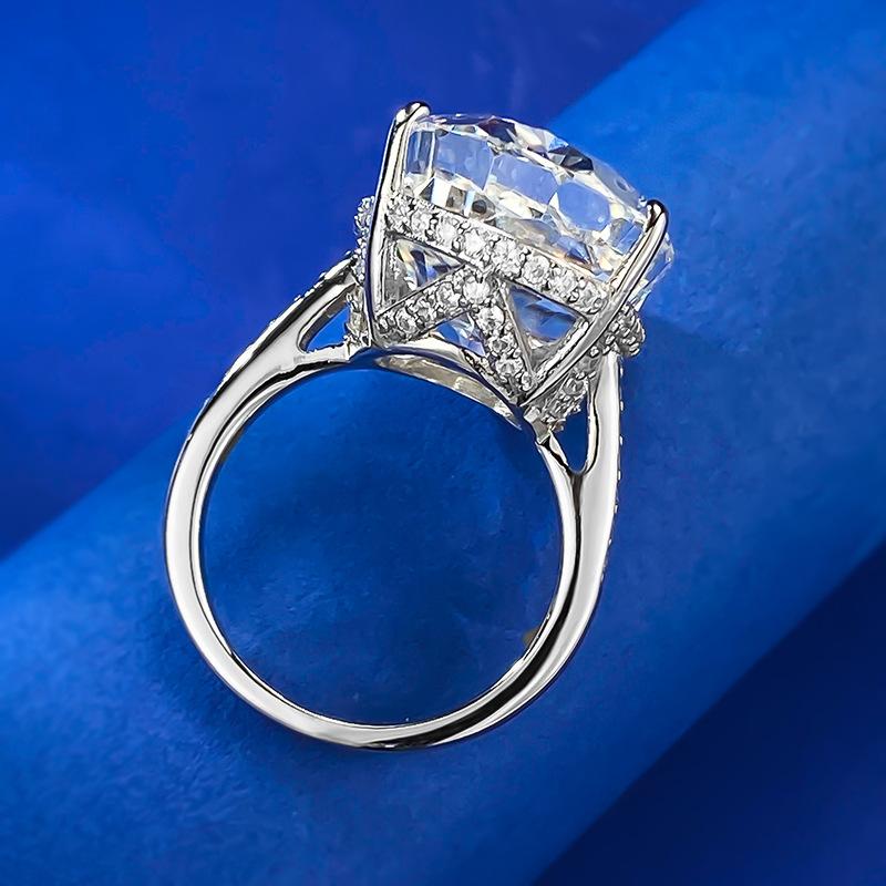 NO.056 S925 Sterling Silver Ice Flower cut Pigeon egg ring 14*20 8A Cubic Zirconia Ring fashion jewelry accessory woman girl promise ring Springtok