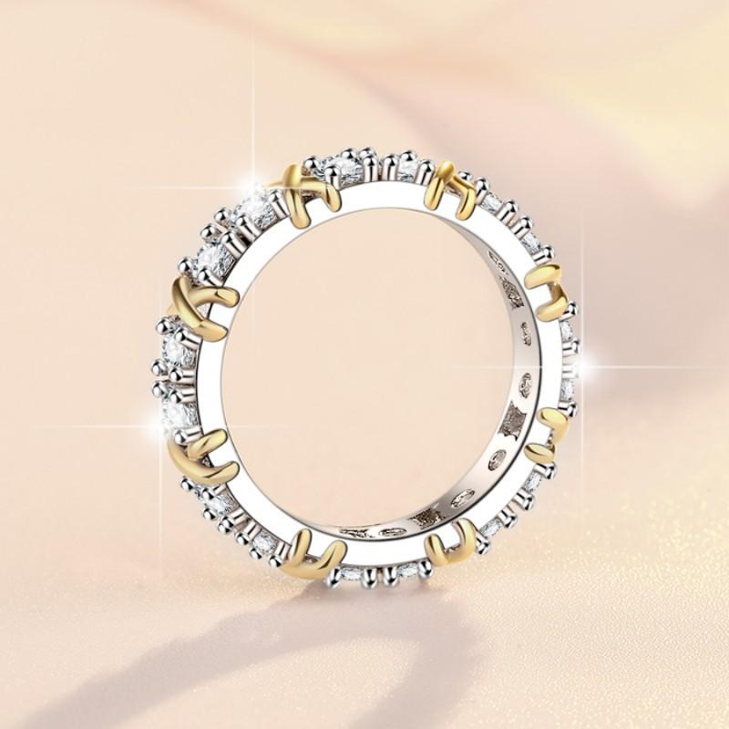 NO.148 S925 Sterling Silver X-Shape Ring Synthetic Moissanite Ring fashion jewelry accessory woman girl promise ring Springtok