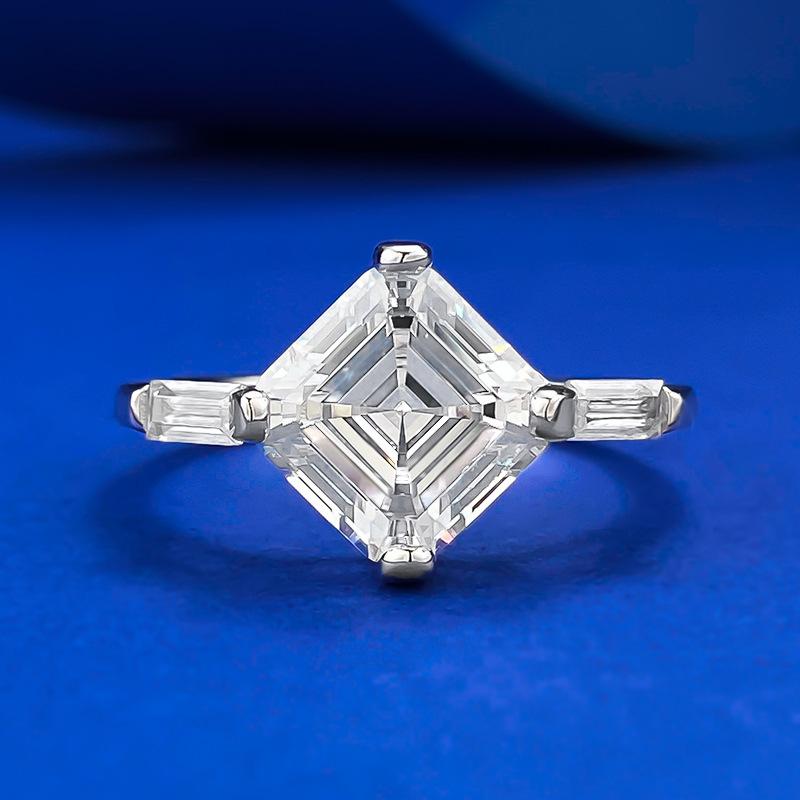 NO.026 S925 Sterling Silver Asscher Cut Square Ring 8*8mm 8A Cubic Zirconia Ring fashion jewelry accessory woman girl promise ring Springtok