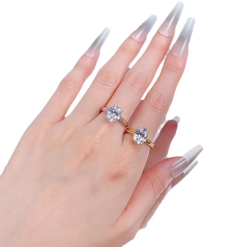 NO.038 S925 sterling silver oval cut 4 carat ring 8*10mm 6A cubic zirconia ring fashion jewelry accessory woman girl promise ring Springtok