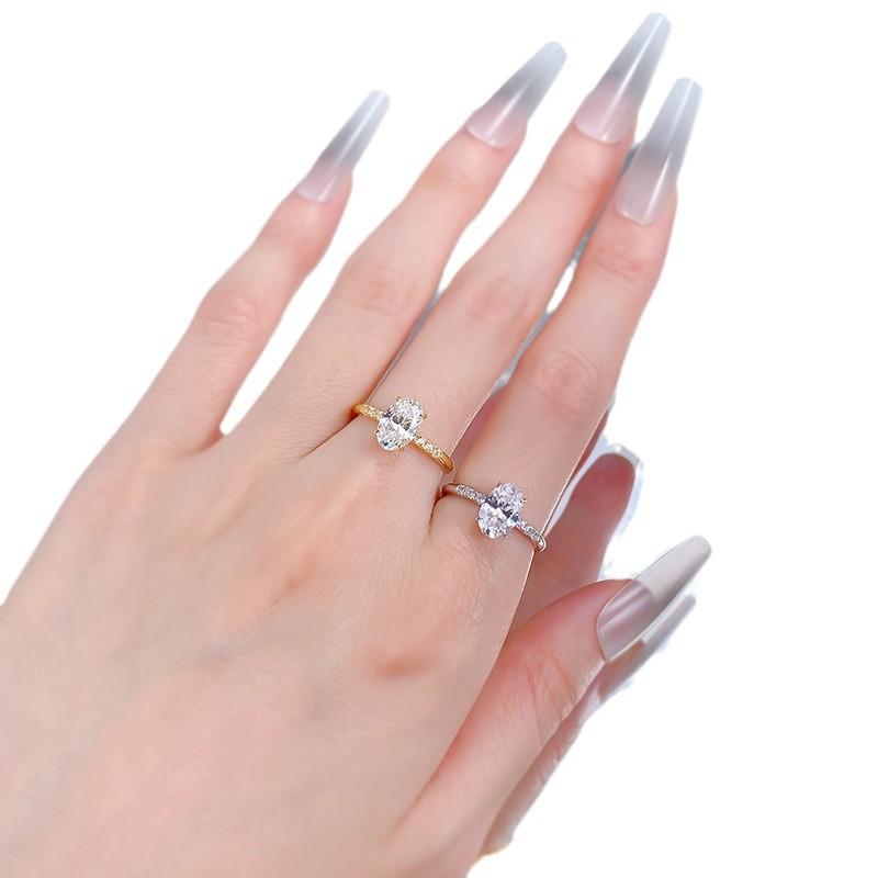 NO.051 S925 Sterling Silver Oval Cut Oval Ring 6*9mm 6A Cubic Zirconia Ring fashion jewelry accessory woman girl promise ring Springtok
