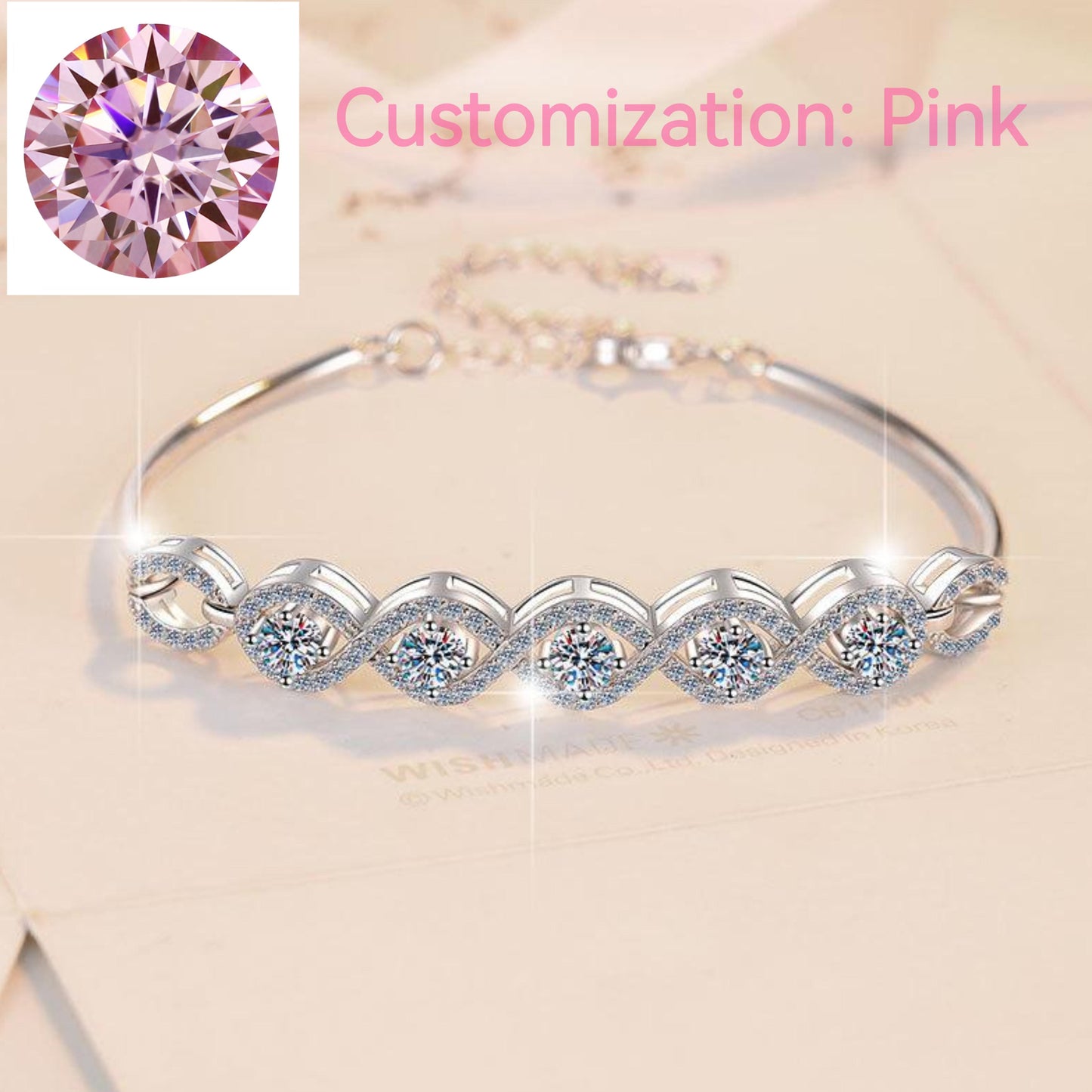 NO.210 S925 Sterling Silver Five Stars Bracelet Synthetic Moissanite Bracelet