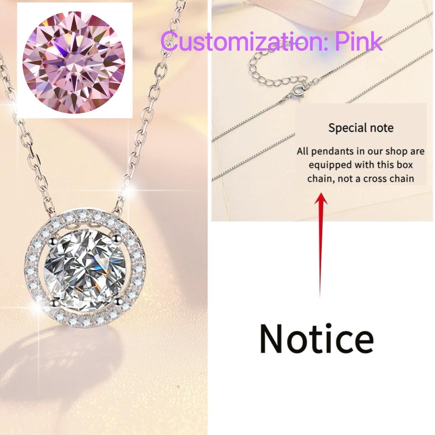 NO.195 S925 Sterling Silver Simple Round Synthetic Moissanite Necklace Birthday Gift Minimalist Pendant Necklace Springtok