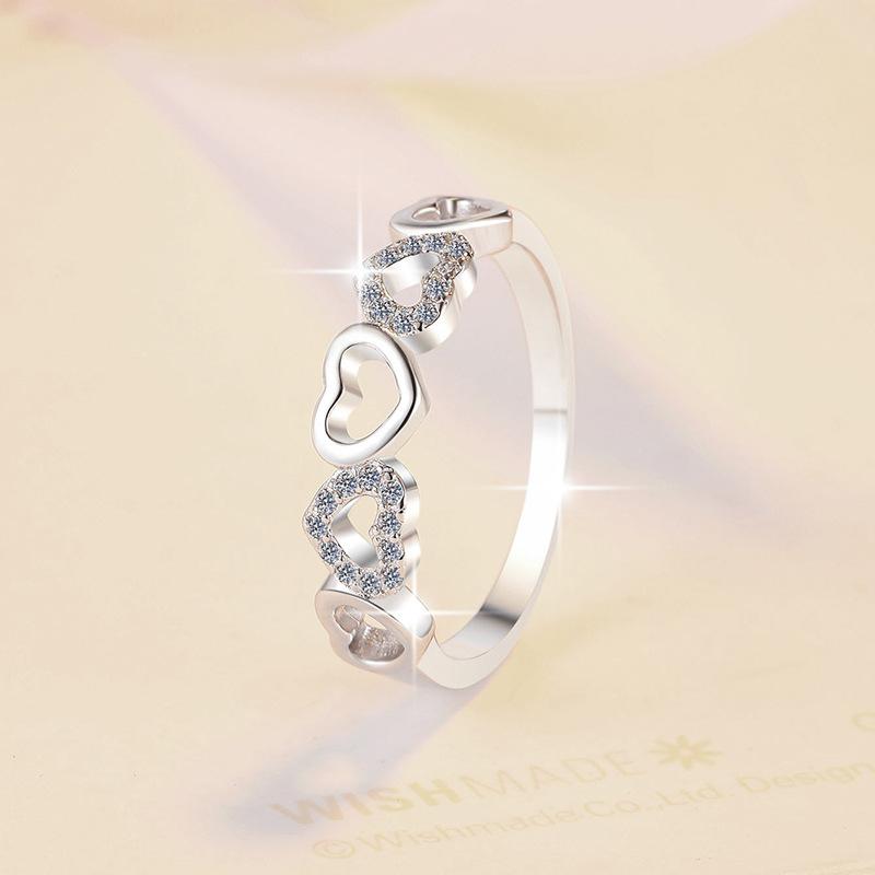 NO.152 S925 Sterling Silver Little Heart-Shaped Ring Synthetic Moissanite Ring elegant luxury daily life woman birthday gift engagement Springtok