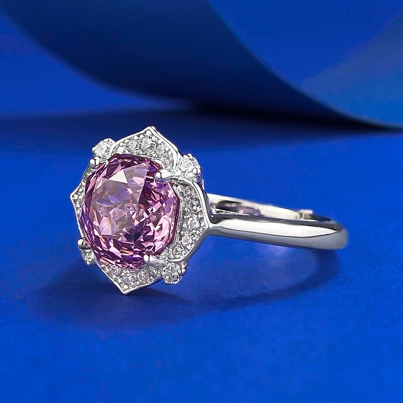 NO.232 S925 sterling silver rose cut high carbon ring 8*8mm 6A cubic zirconia ring fashion jewelry accessory woman girl promise ring Springtok