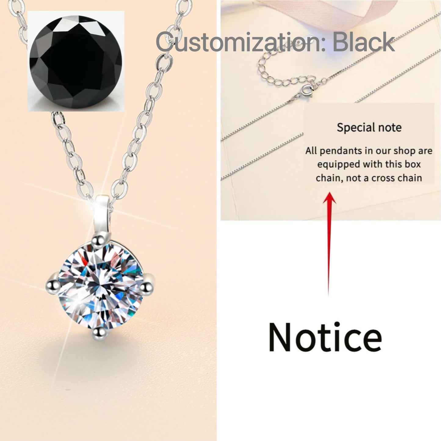 NO.193 S925 Sterling Silver round Four-Claw Necklace Synthetic Moissanite Necklace Birthday Gift Minimalist Pendant Necklace Springtok