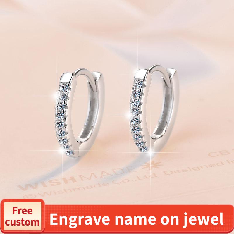 NO.172 S925 Sterling Silver Circular Earrings Synthetic Moissanite Earrings Glittering daily life Earrings Springtok
