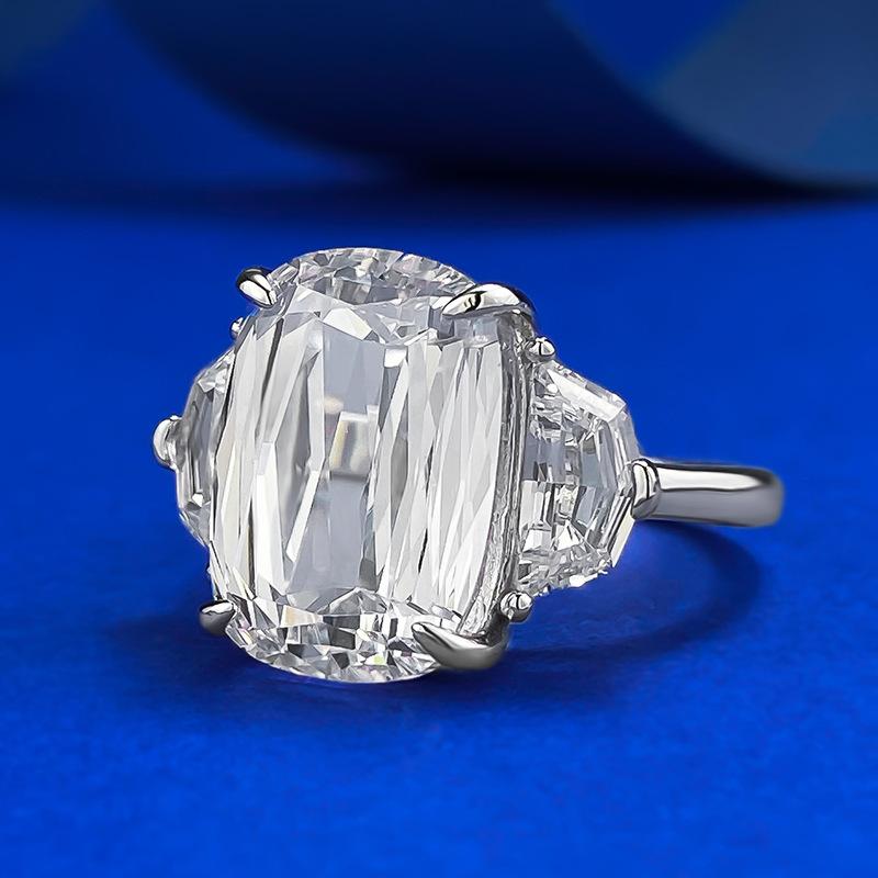 NO.048 S925 Silver Fat Square Prism Cut Ring 10 * 14mm 8A Cubic Zirconia Ring fashion jewelry accessory woman girl promise ring Springtok