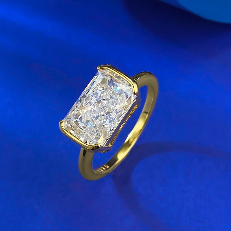 NO.013 S925 Sterling Silver Ice Flower cut rectangular ring 7*11mm 8A cubic zirconia ring fashion jewelry accessory woman girl promise ring Springtok